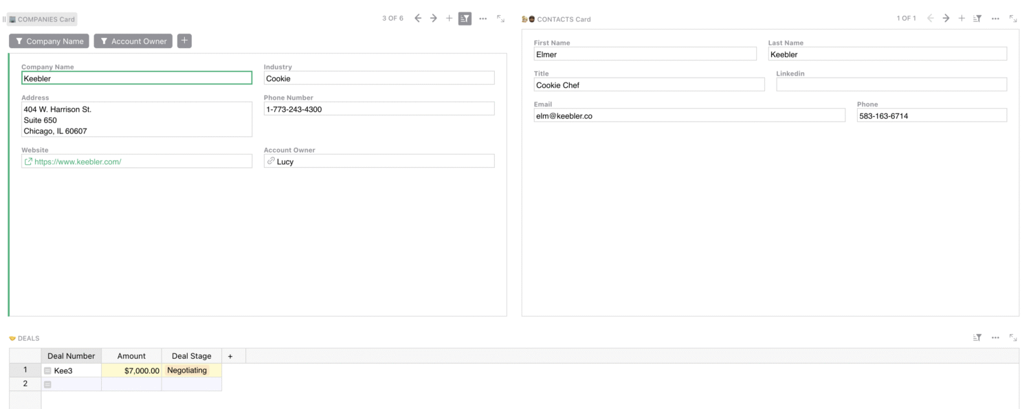 contact fill out form with text showing all information and data related to that contact
