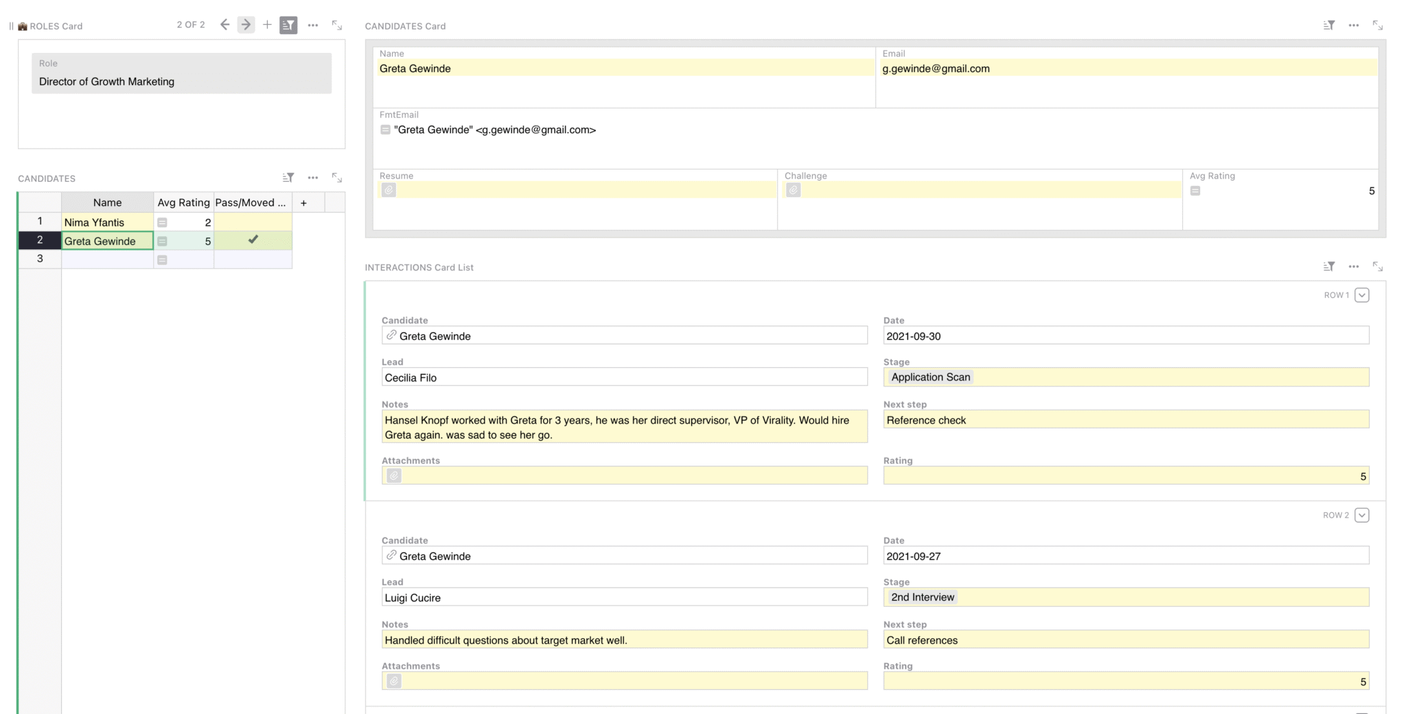Applicant Tracking System Template | Grist