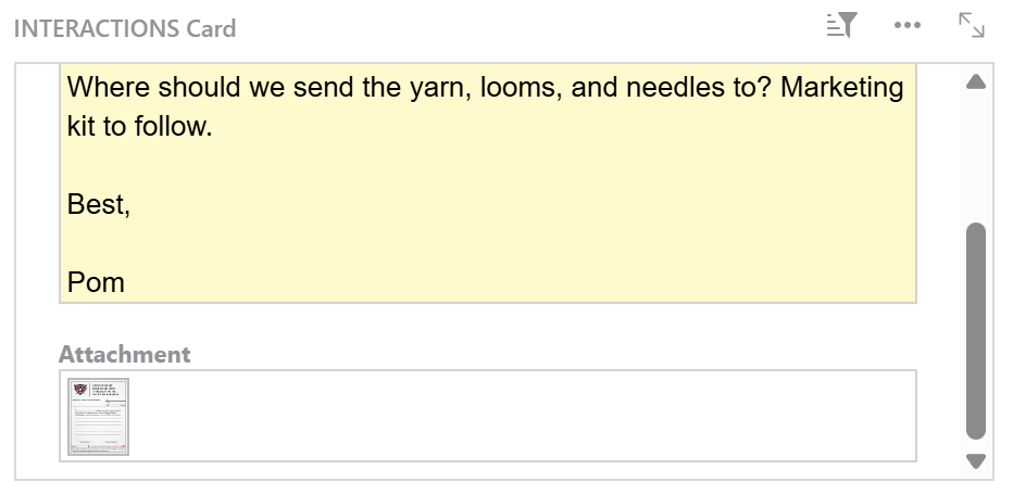 Grist Influencer Spreadsheet Template screenshot for documenting longer messages and adding attachments.