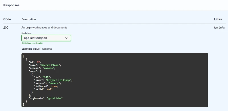 grist api console screenshot
